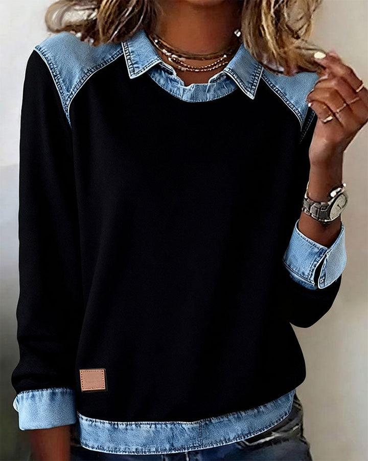 Ella | Denim Collar Blouse