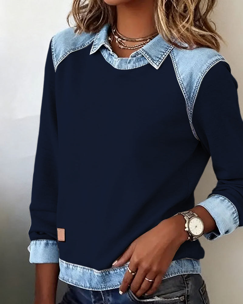 Ella | Denim Collar Blouse