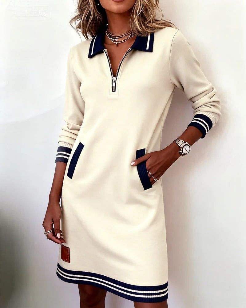 Caroline | Chic Long Sleeve Cotton Dress